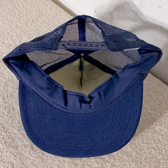 Vintage Navy Blue Loomis Snap Back Mesh Back Trucker Style Hat - Picture 10 of 13